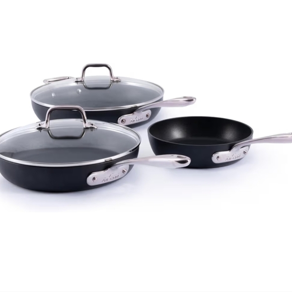 NIB All-Clad Hard Anodized Nonstick Frying Pans Skillets Set & Lids